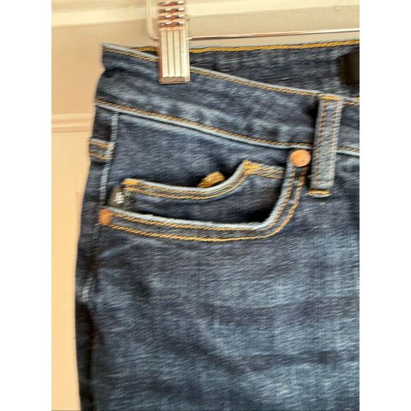 Judy Blue Dark Wash Skinny Fit Jeans w/ Frayed Hem Sz 7/28 EUC - Picture 3 of 10